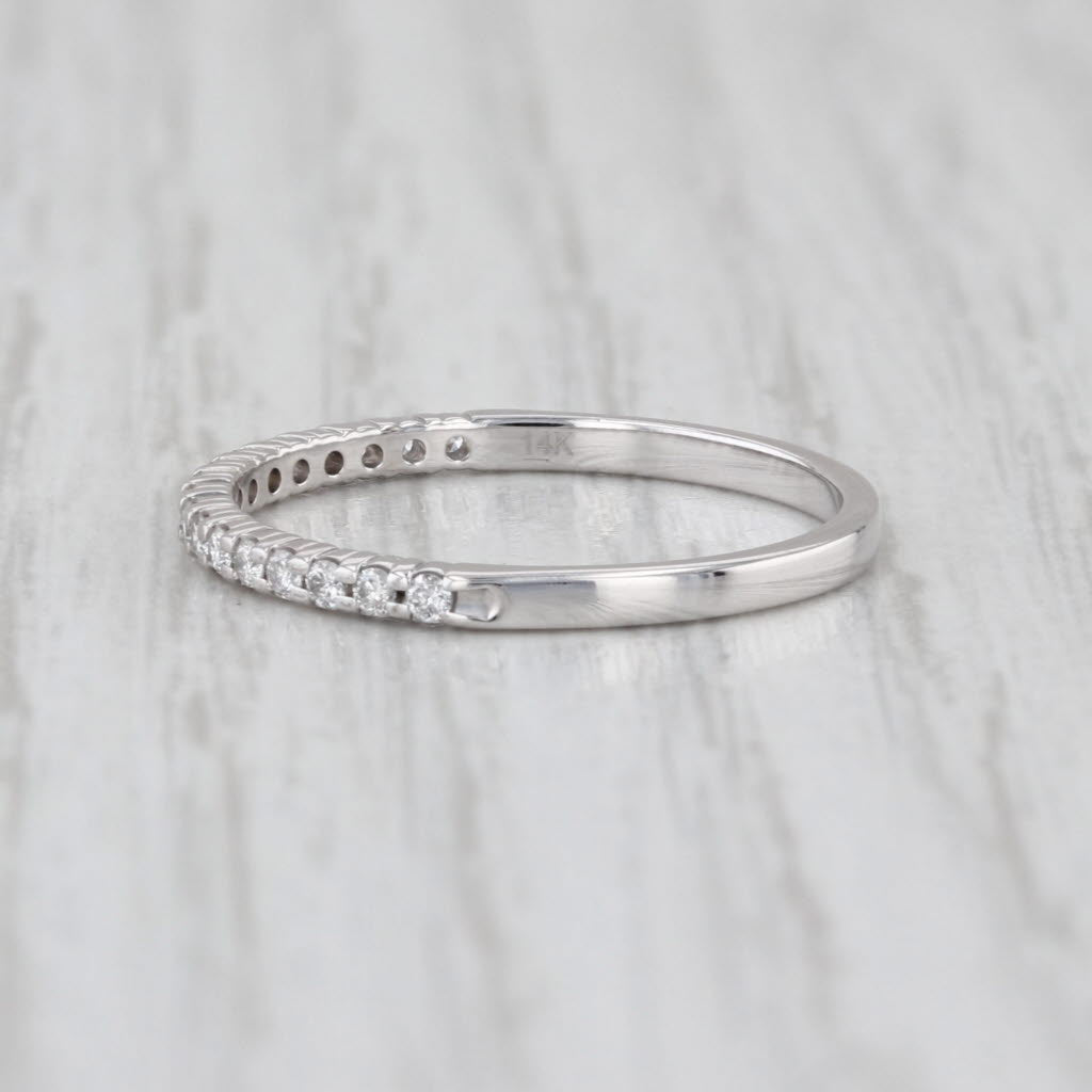0.15ctw Diamond Wedding Band 14k White Gold Size 6 Stackable Ring