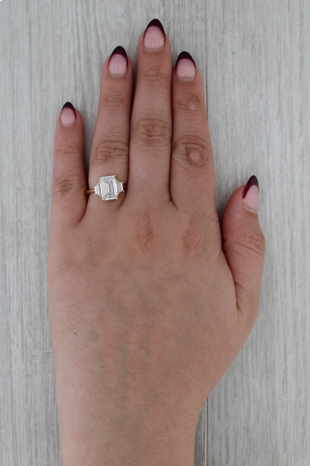 New IGI 3.52ctw Emerald Cut Lab Grown Diamond Engagement Ring 14k Yellow Gold