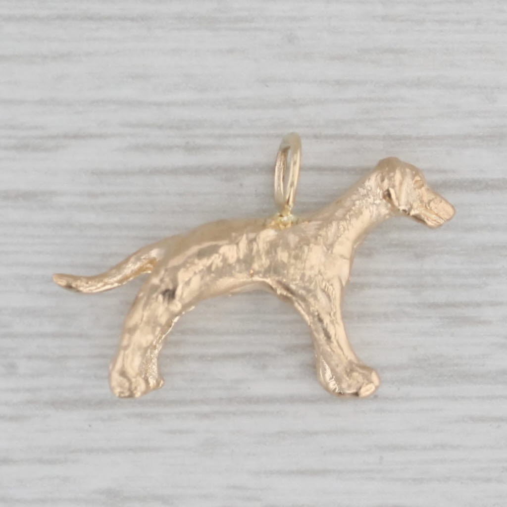 Gray Vintage Dog Charm 14k Yellow Gold 3D Figural Animal Pendant