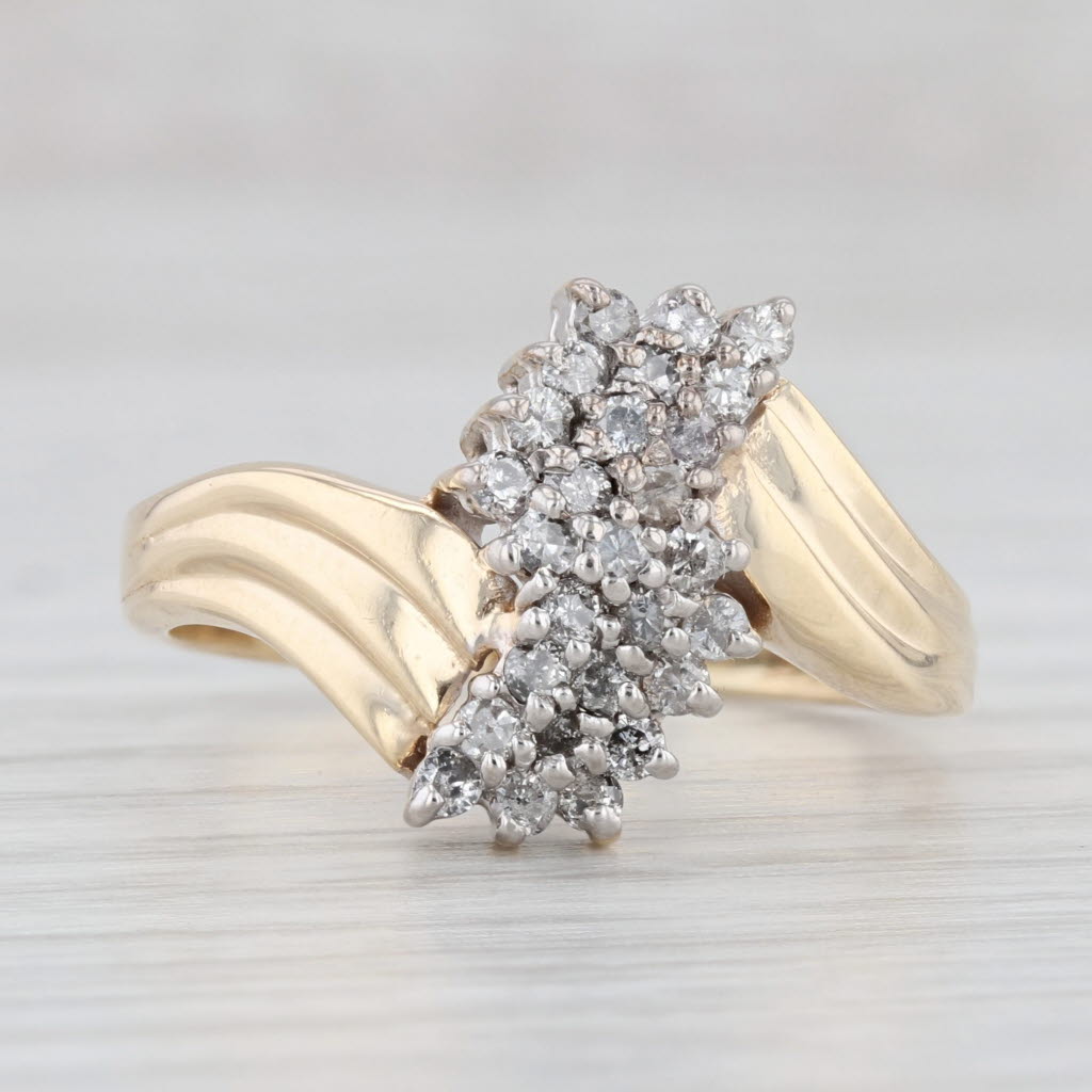 Light Gray 0.40ctw Diamond Bypass Ring 10k Yellow Gold Size 9.5