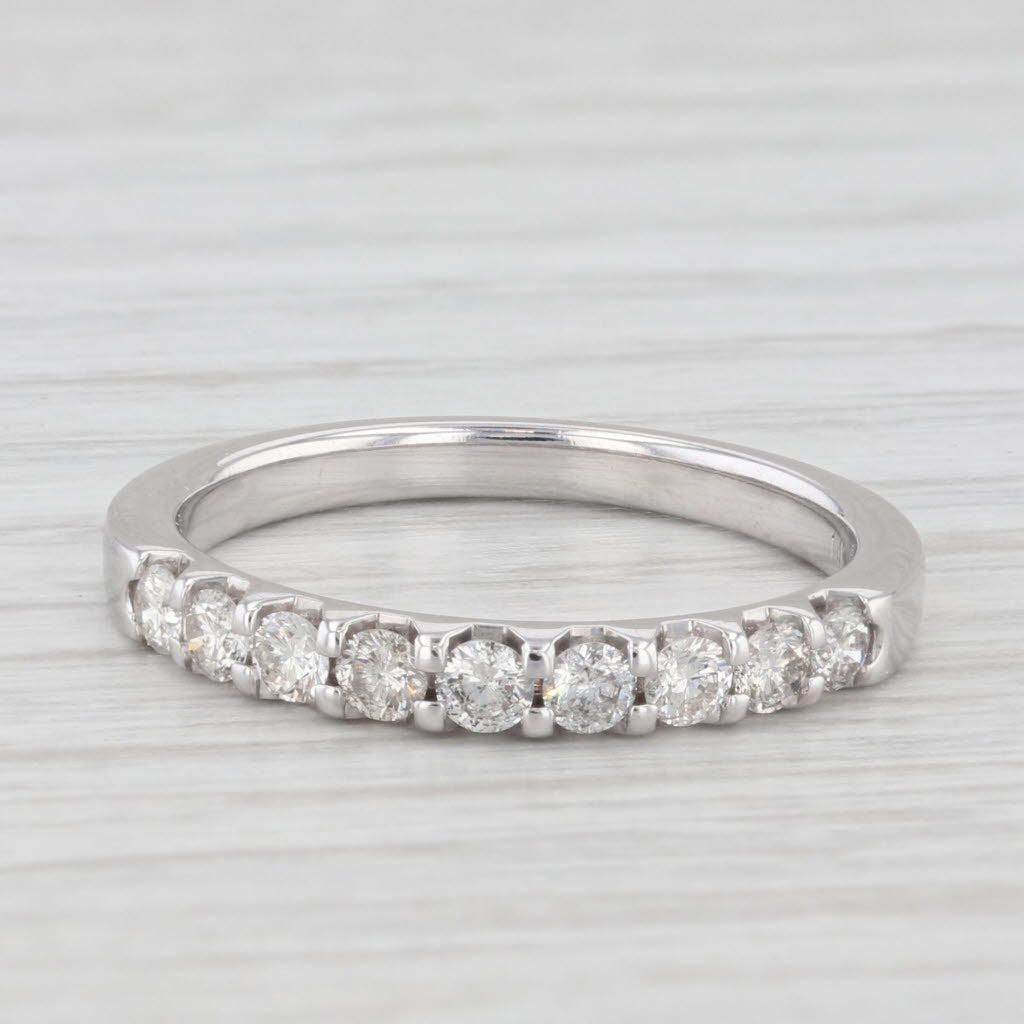 Light Gray 0.50ctw Diamond Wedding Stackable Ring 14k White Gold Size 6.75 Band