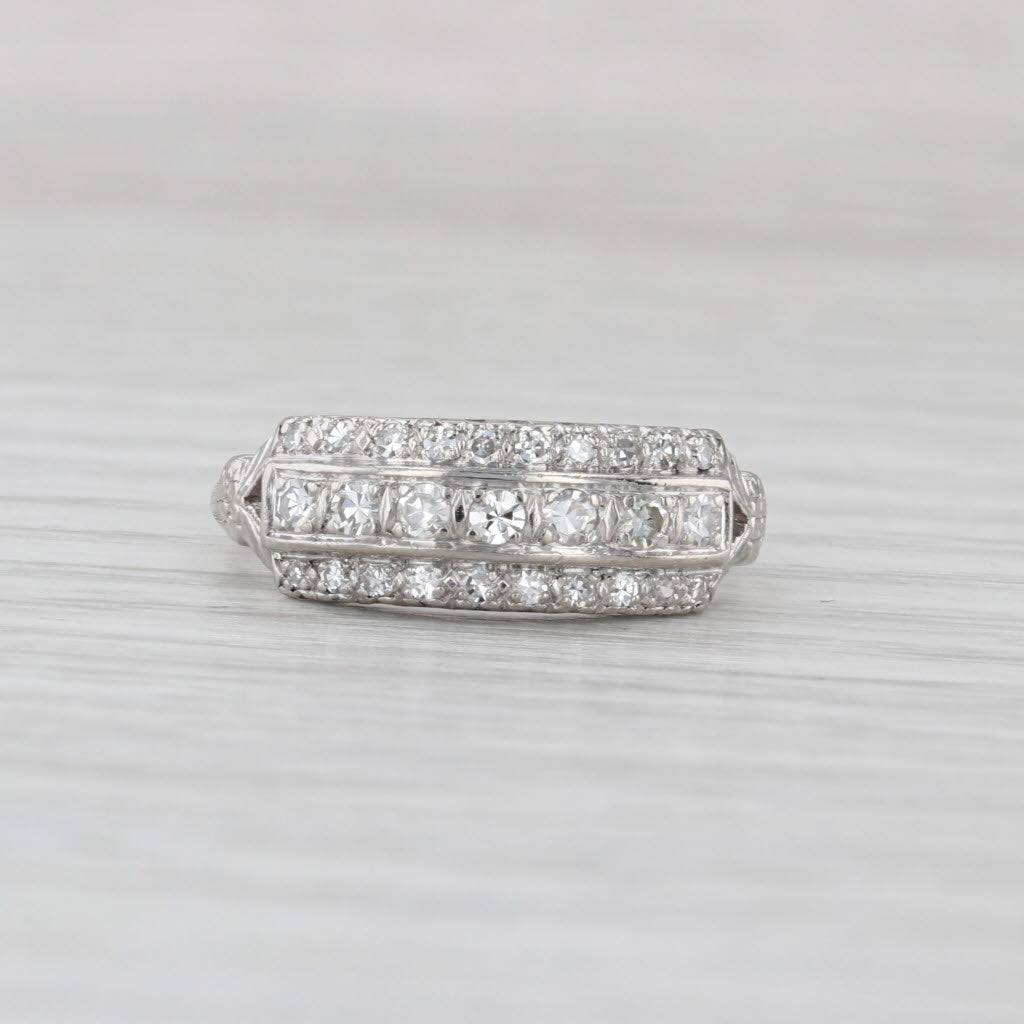 Vintage 0.33ctw Diamond Ring Platinum Wedding Anniversary Band Size 5.75