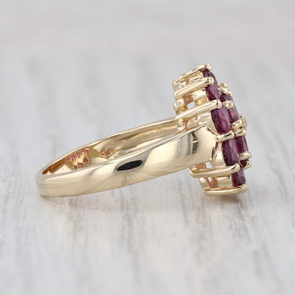 2.40ctw Garnet Cluster Flower Ring 14k Yellow Gold Size 6