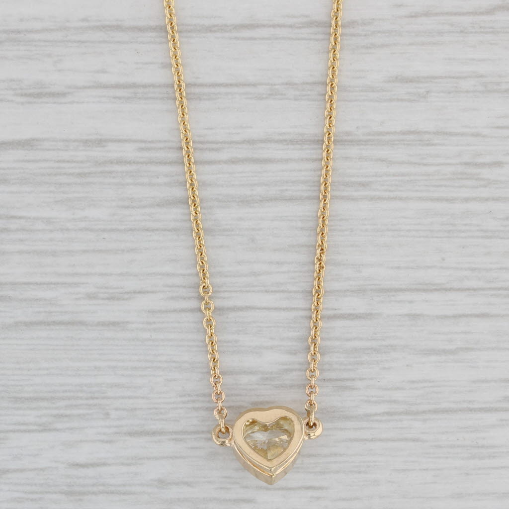 Gray New 0.70ctw Diamond Heart Pendant Necklace 14k Yellow Gold 18.25" Cable Chain GIA