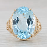 Light Gray 18.40ct Blue Topaz Ring 14k Yellow Gold Size 8 Large Oval Solitaire