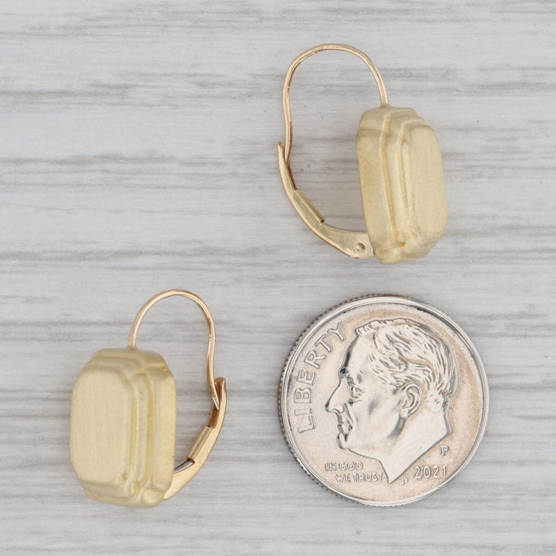 Slane & Slane Engravable Drop Earrings 18k Yellow Gold Hook Posts Leverbacks