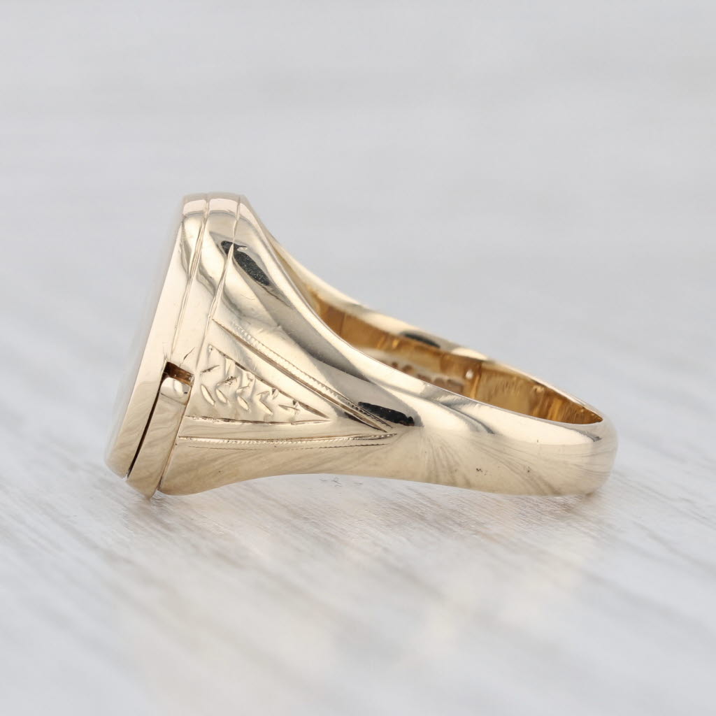 Picture Locket Ring 10k Yellow Gold Engravable Signet Size 9.75 Opens