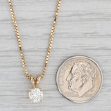 Gray 0.57ct Round Diamond Solitaire Pendant Necklace 14k Yellow Gold 20.5" Box Chain