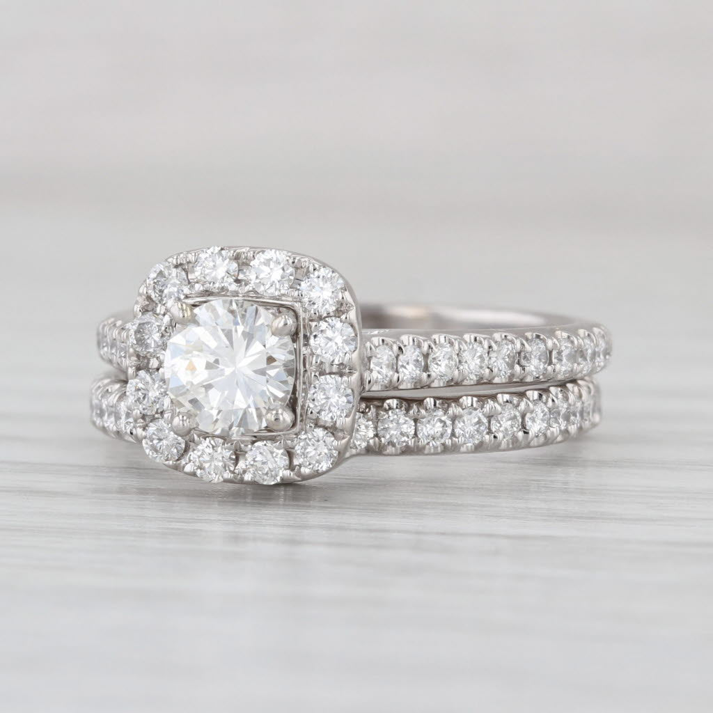Neil Lane 1.51ctw Diamond Halo Engagement Ring Wedding Band Bridal Set 14k Gold