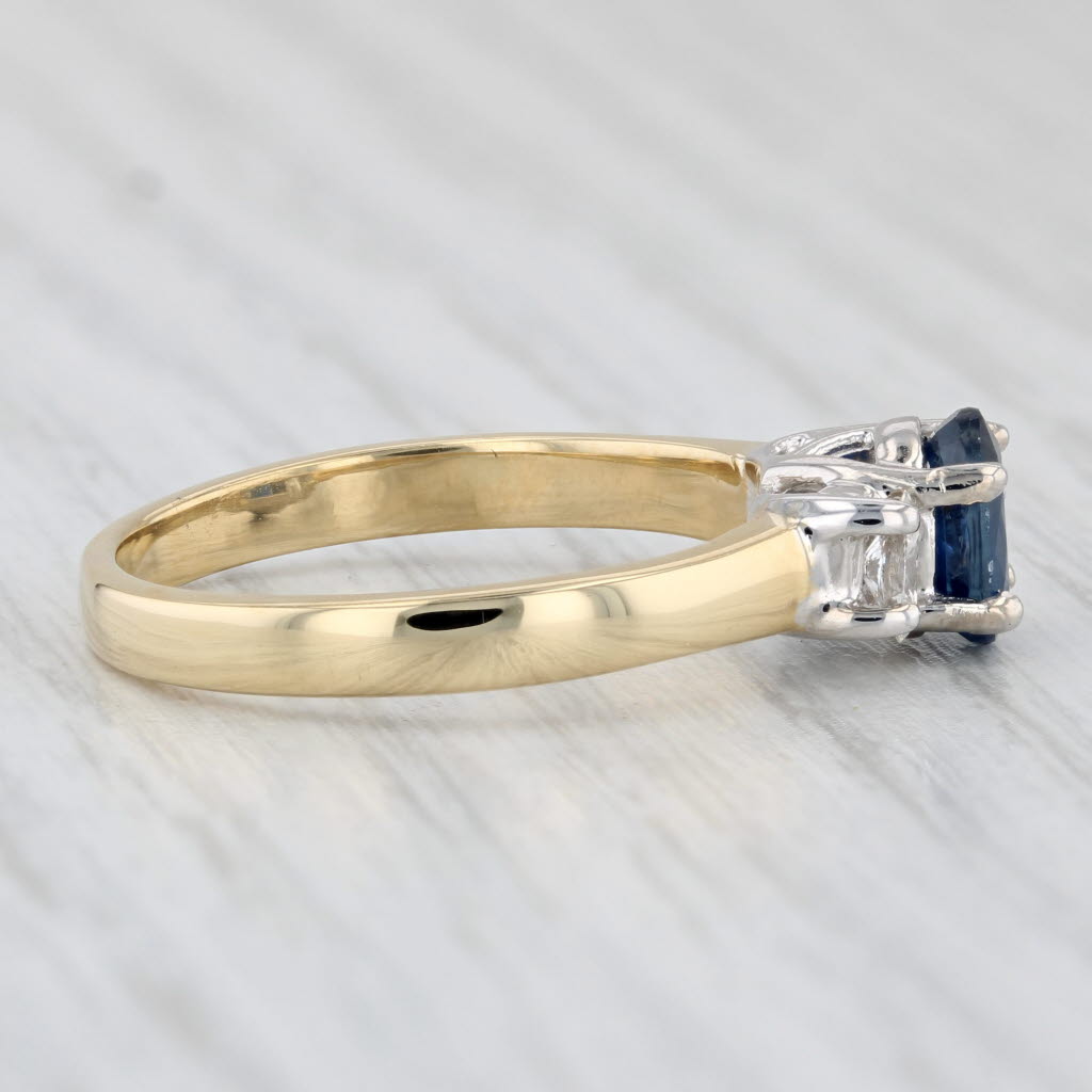 Light Gray 1.41ctw Oval Blue Sapphire Diamond Ring 18k Yellow Gold Size 8.25