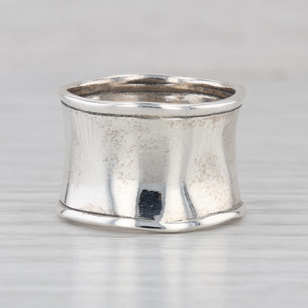 Silpada R07238 Hammered Cuff Ring Sterling Silver Wide Band Size 7 Statement
