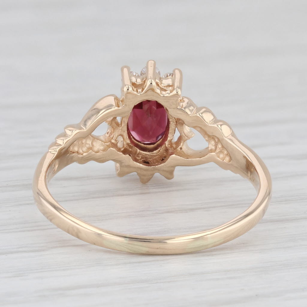 Light Gray 1ctw Oval Garnet Diamond Ring 14k Yellow Gold Size 9.5