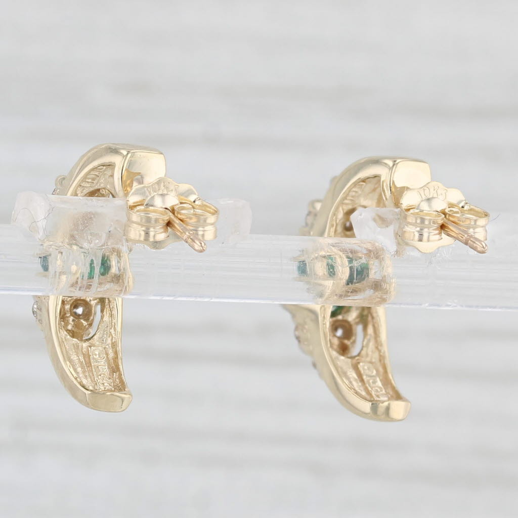 Light Gray 0.75ctw Emerald Diamond J-Hook Earrings 10k Yellow Gold Pierced Drops