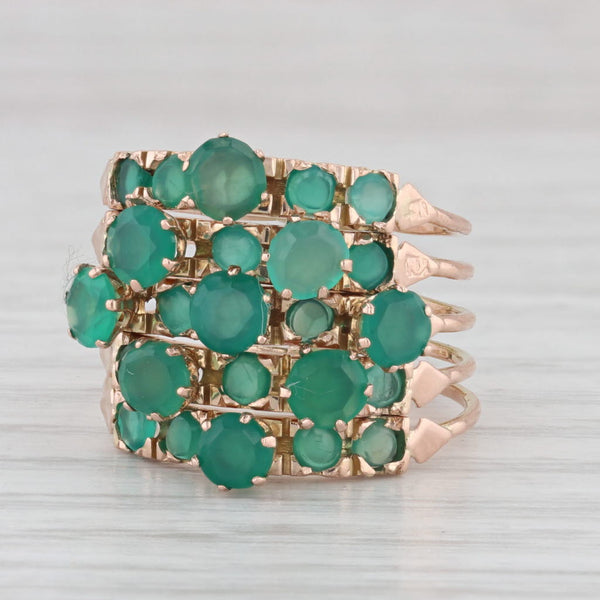Green Chalcedony Multiband Harem ring 14k Rose Gold Size 6.5 Cocktail