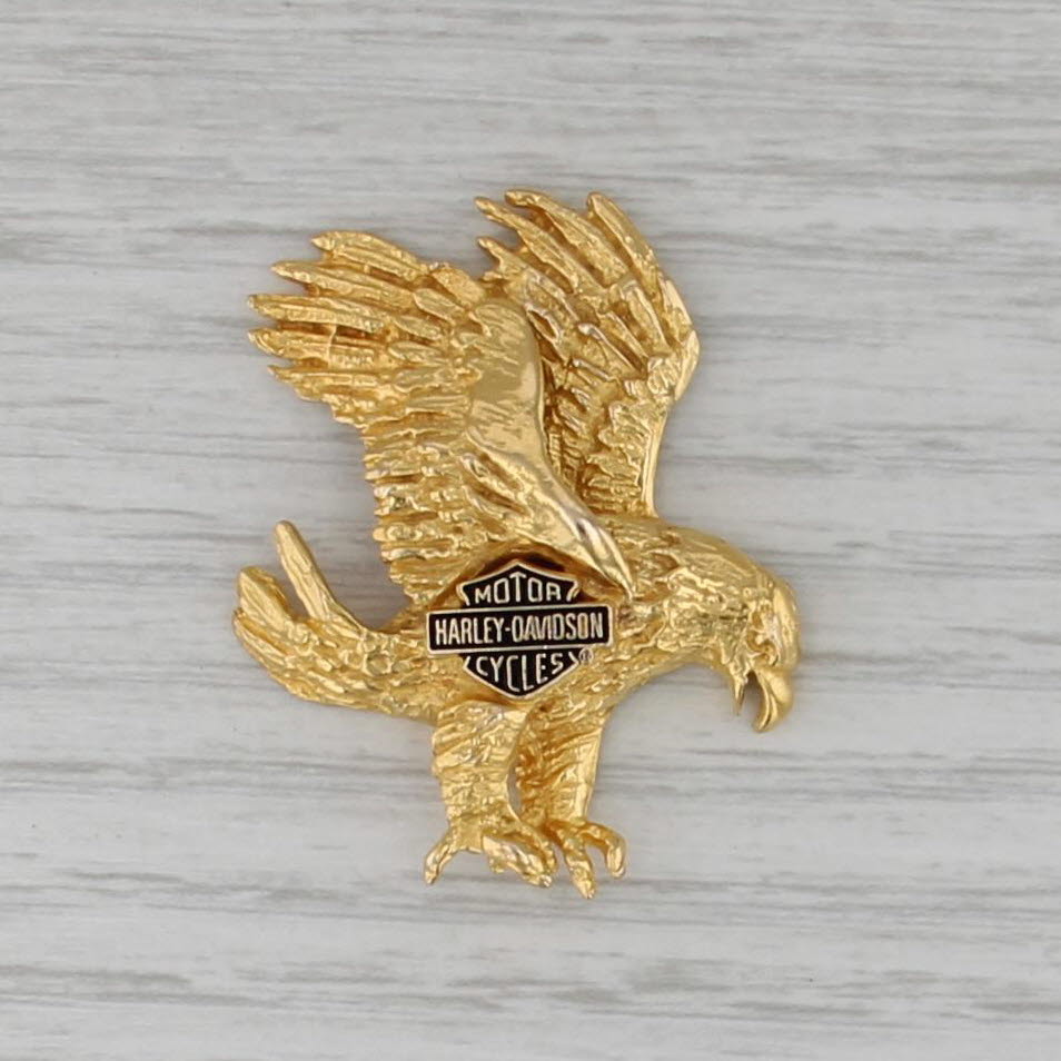 Harley Davidson Motorcycles Logo Eagle Pendant 10k Yellow Gold Statement