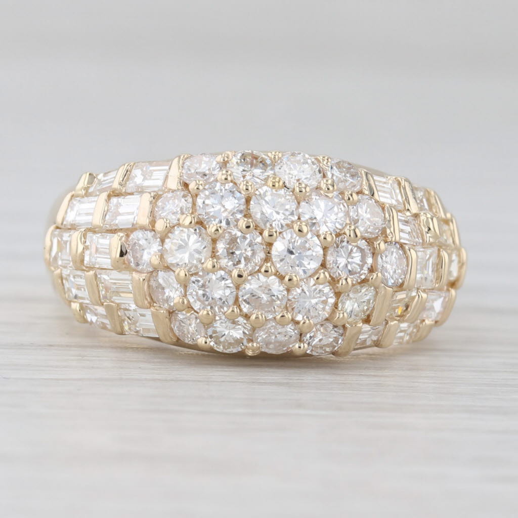 Light Gray 1.60ctw Diamond Cluster Ring 14k Yellow Gold Size 8