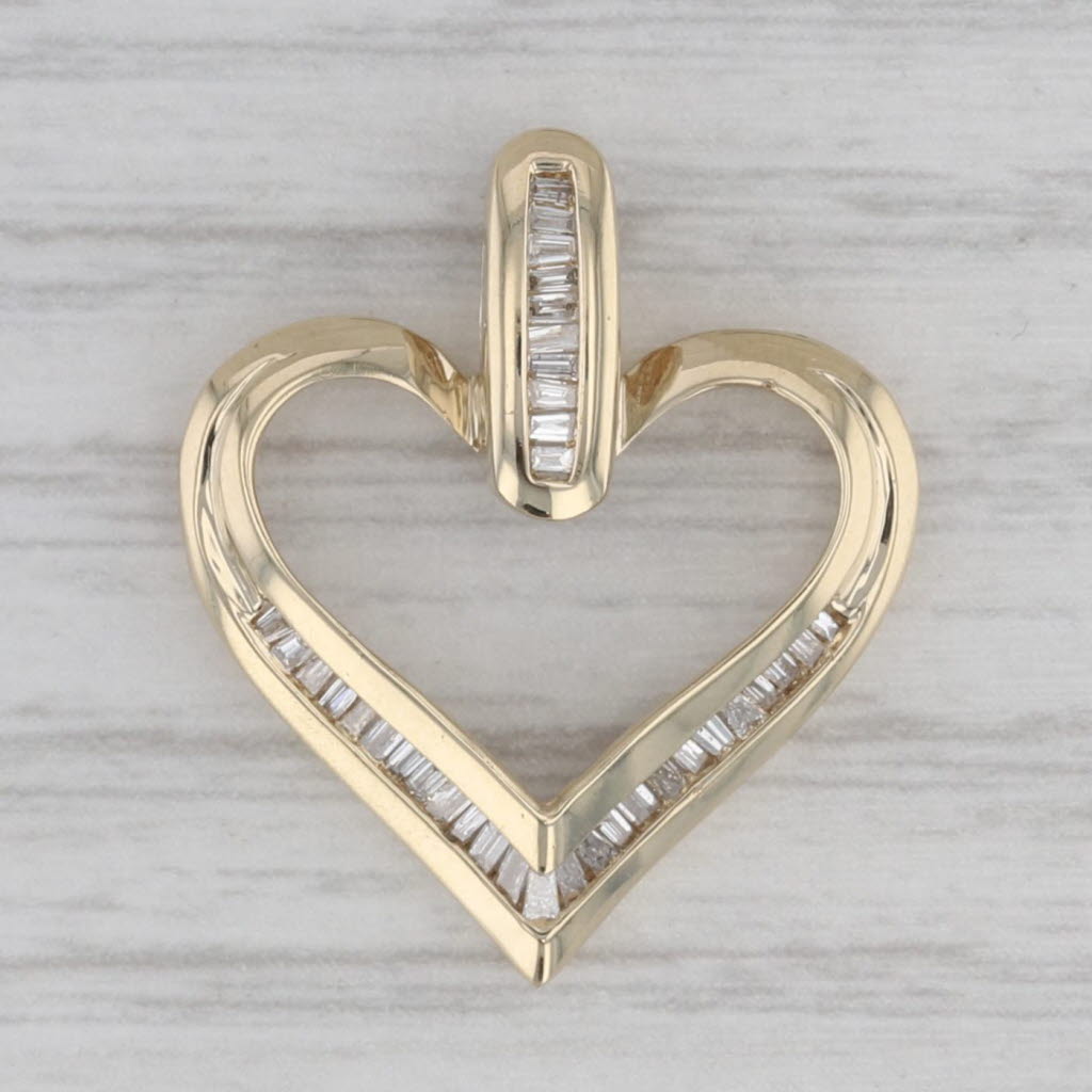 Gray 0.40ctw Open Heart Pendant 10k Yellow Gold