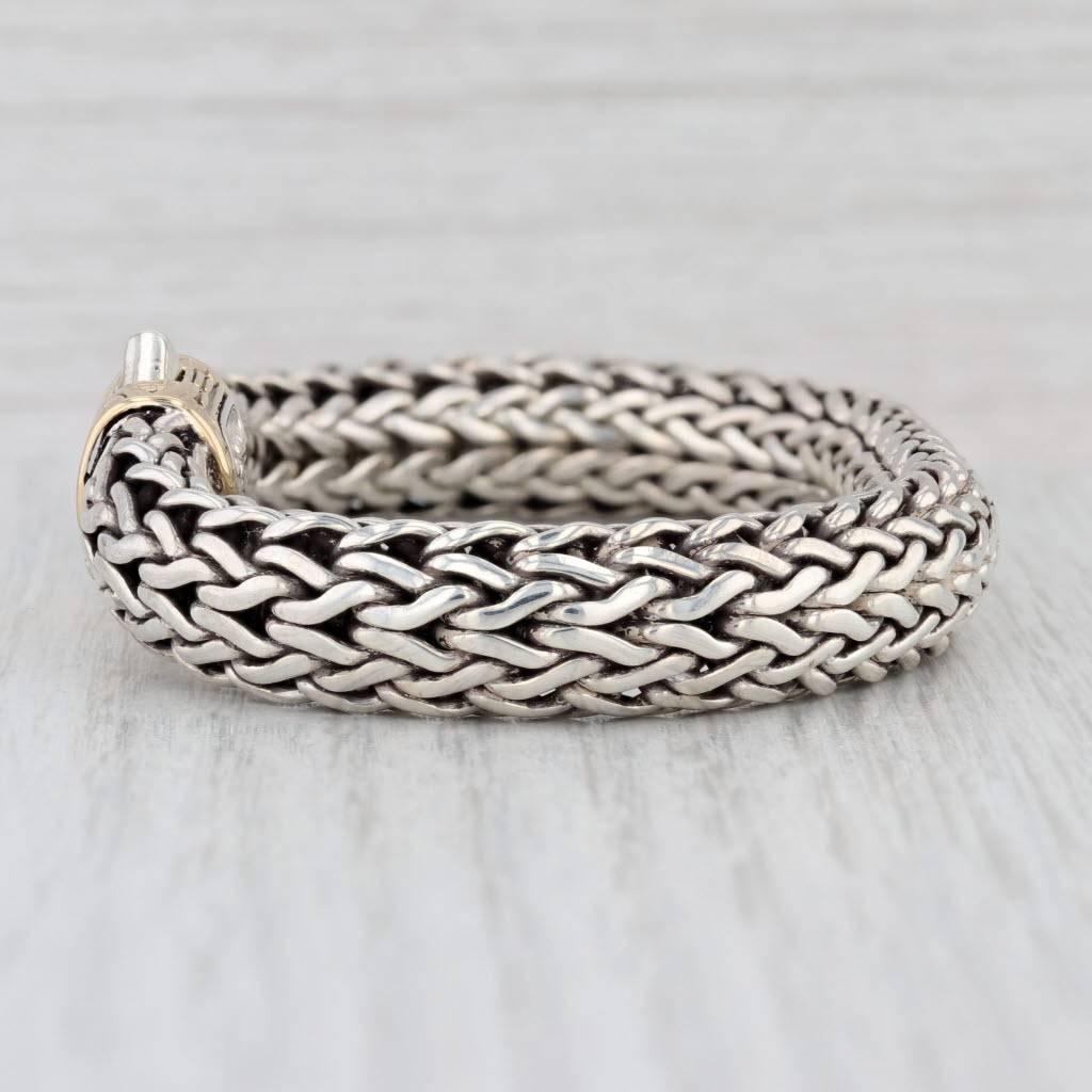 John Hardy Classic Wheat Chain Bracelet Sterling Silver 18k Gold 6.75" 10.5mm