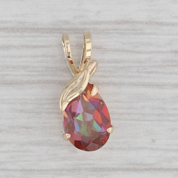 0.88ct Mystic Topaz Pear Solitaire Pendant 10k Yellow Gold Small Drop