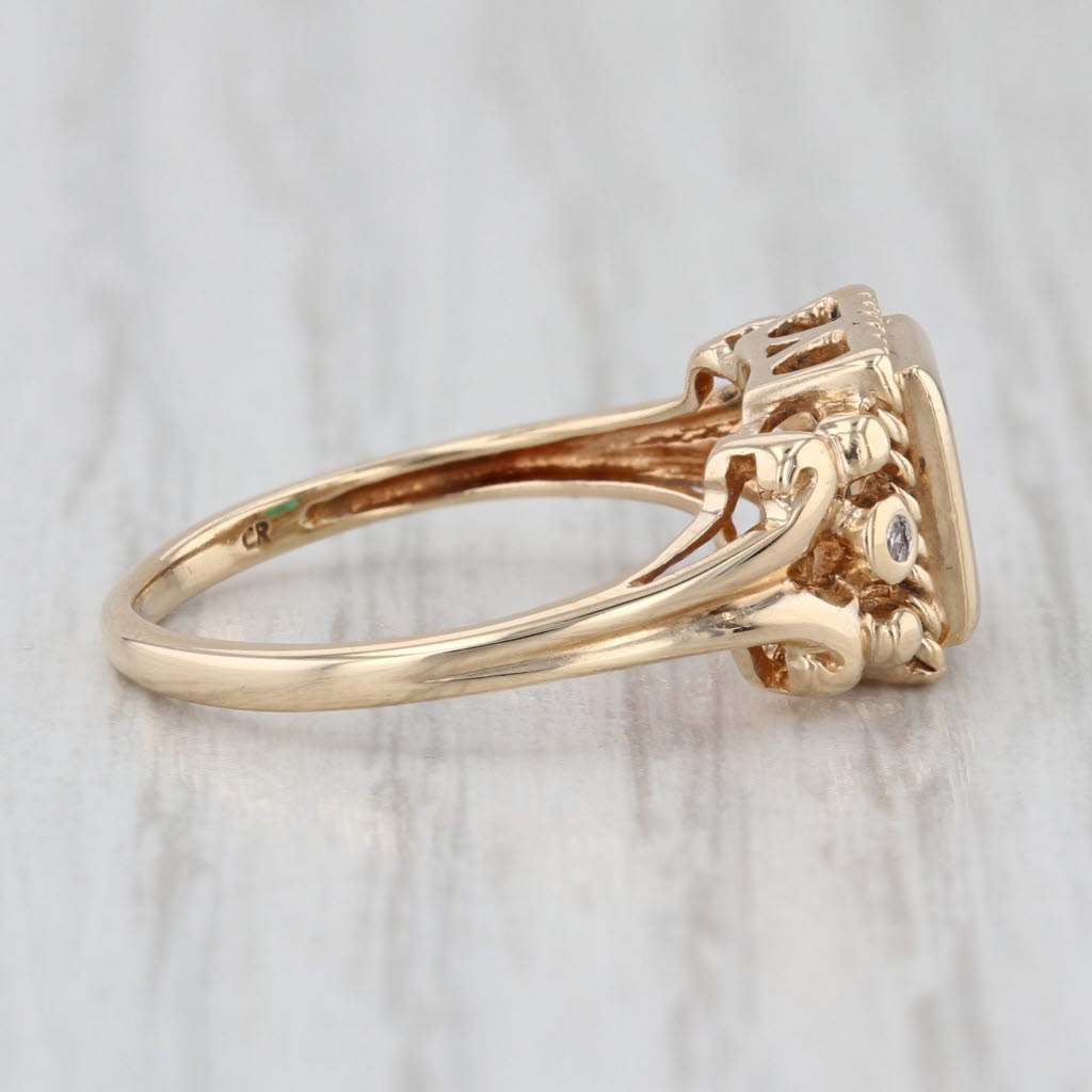 Vintage 0.50ct Lab Created Emerald Diamond Ring 10k Yellow Gold Size 6