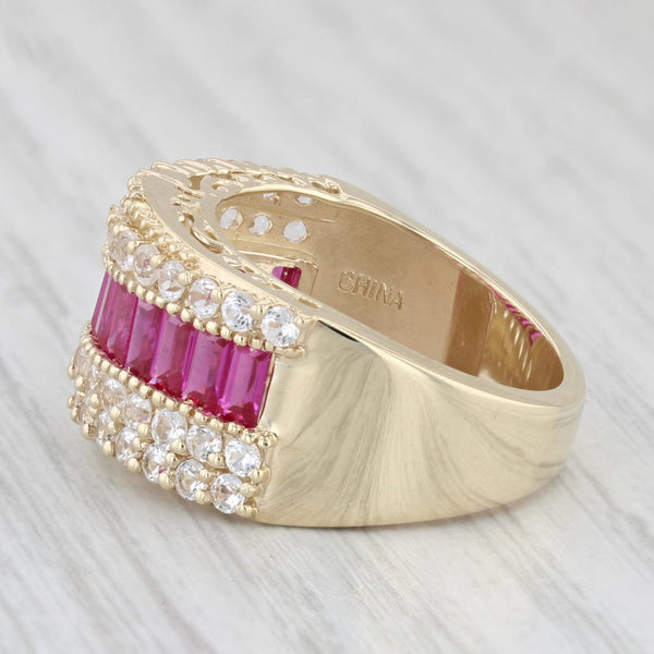3.25ctw Lab Created Ruby Lab Created Spinel Ring 10k Yellow Gold Size 7.25