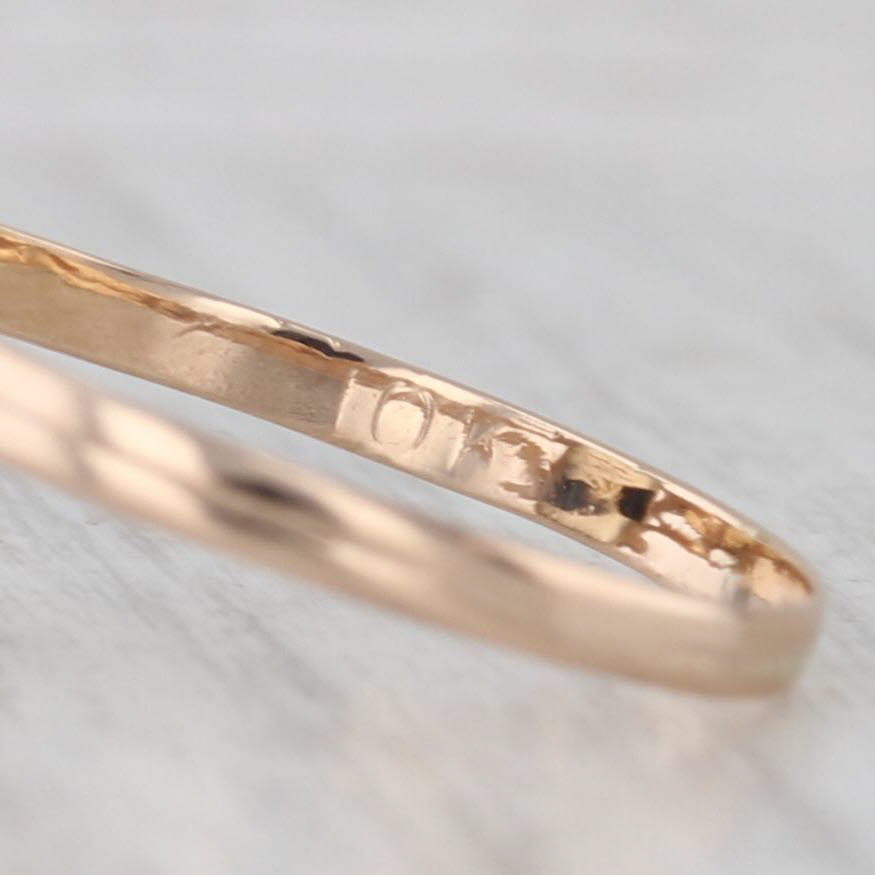 Vintage Agate Oval Cabochon Solitaire Ring 10k Yellow Gold Size 6.5