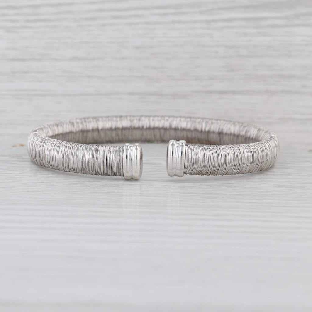 Sterling Silver Flexible Cuff Bracelet Textured Finish JCM Italy 7.25" 8.2mm