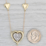 Light Gray 0.25ctw Diamond Cluster Heart Lariat Pendant Necklace 10k Yellow Gold 17"