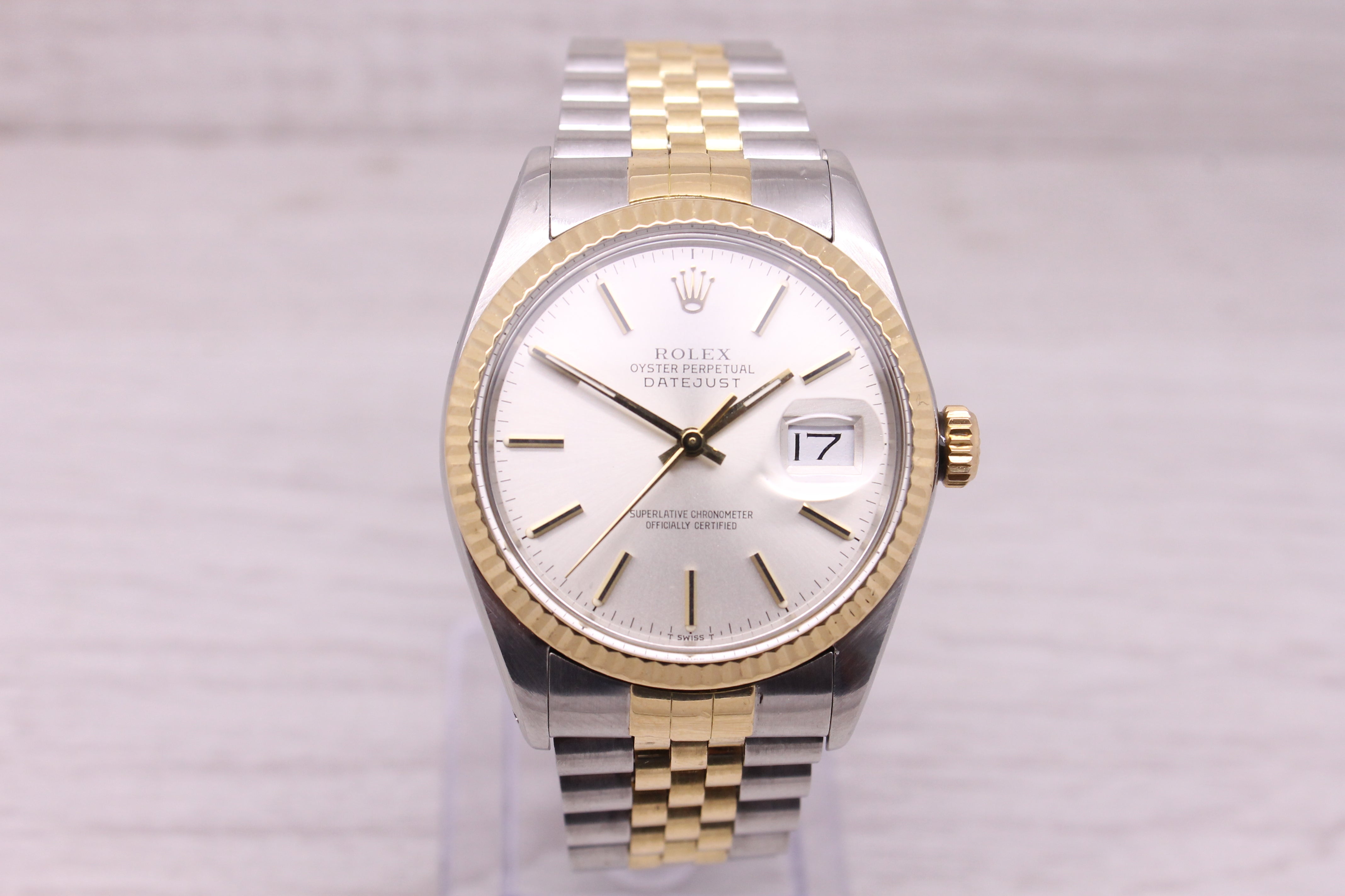 Thistle Vintage 1987 Rolex Datejust 16013 18k & Steel Mens Automatic Watch Jubilee