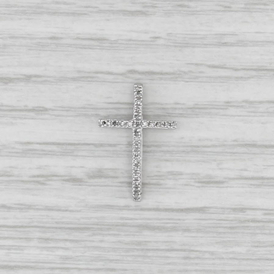 Diamond Cross Pendant 10k White Gold Floating Drop
