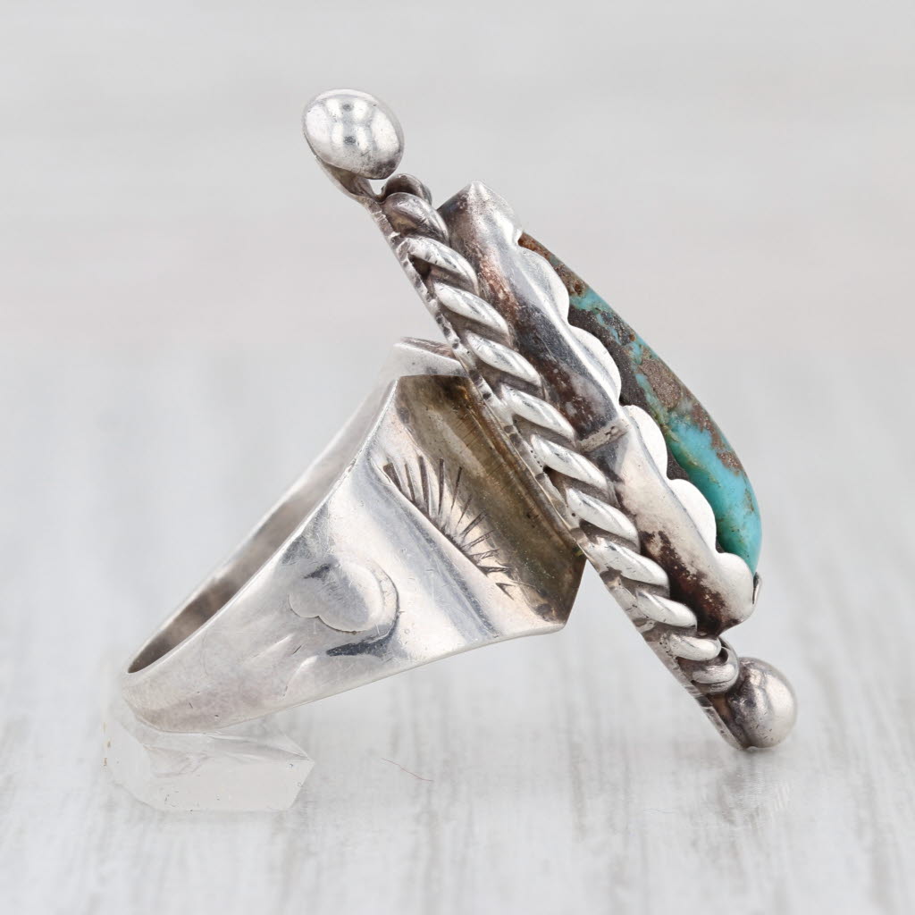 Vintage Native American Turquoise Ring Stamped Sterling Silver Size 6