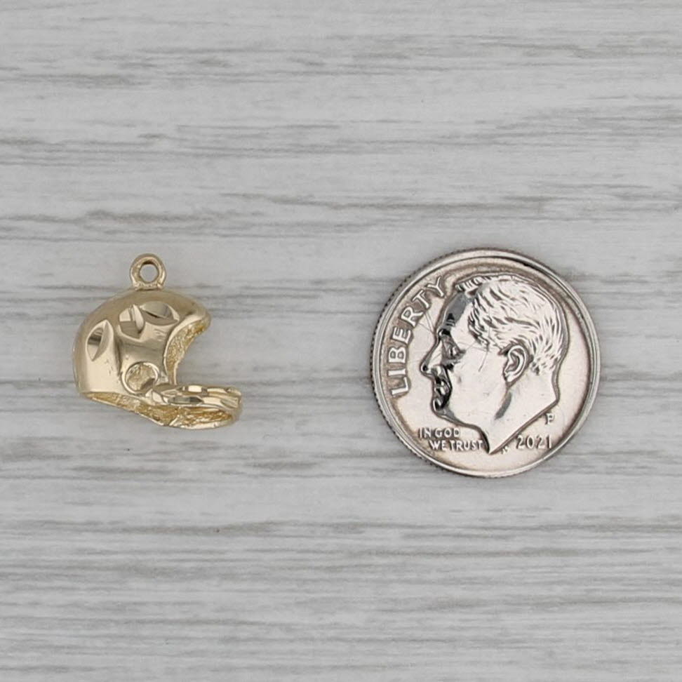 Football Helment Charm 14k Yellow Gold Sports Themed Pendant