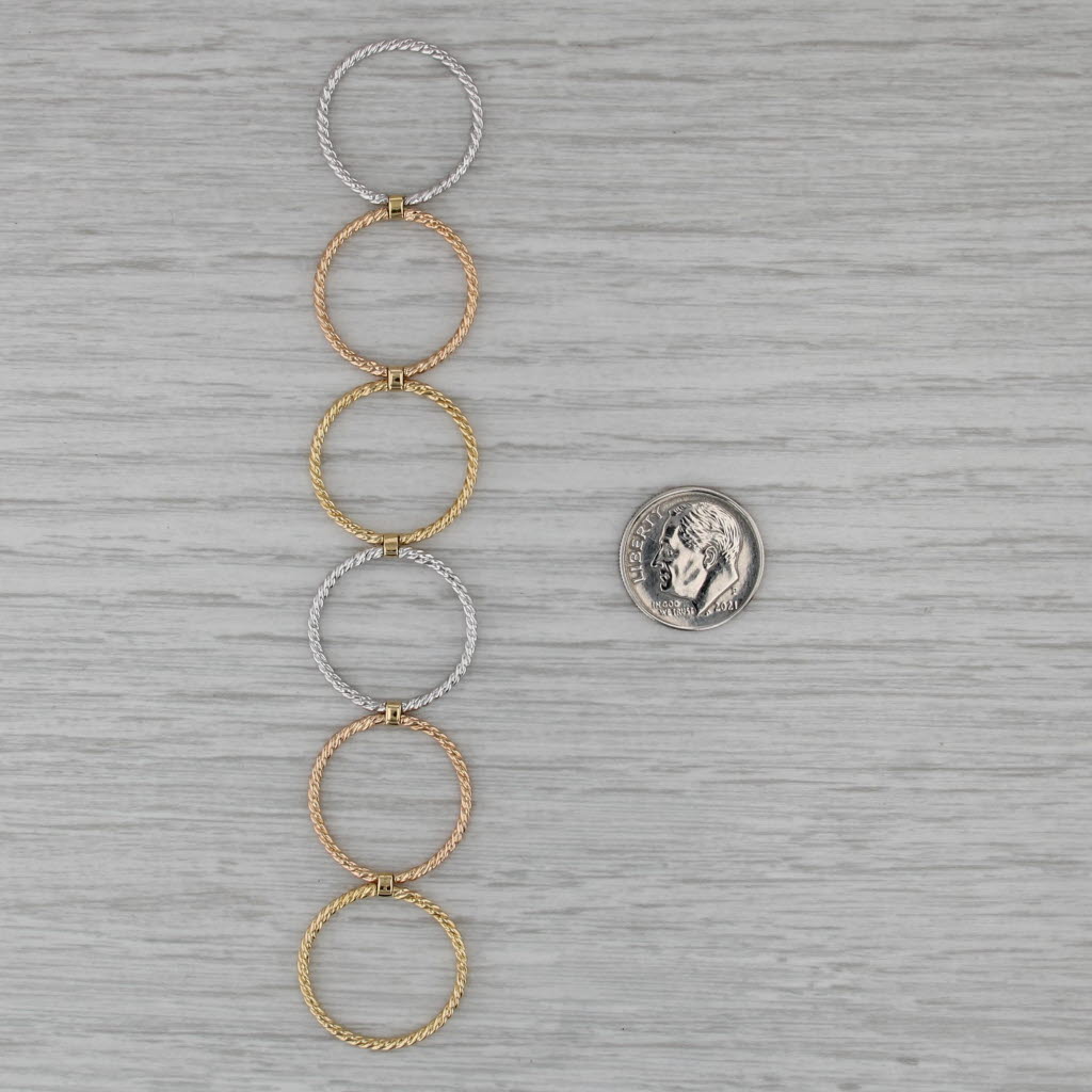 David Yurman Diamond 6 Row Cable Origami Ring 18k Gold Stacked Bands Size 7