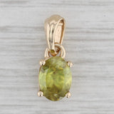 Gray 1.25ct Green Sphene Pendant 10k Yellow Gold Small Oval Solitaire Drop