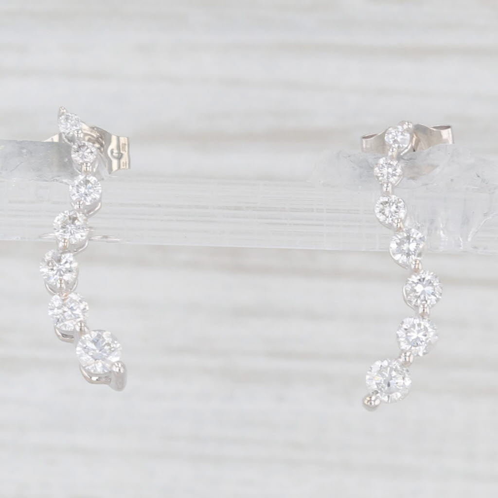 Light Gray 0.44ctw Diamond Journey Drop Earrings 14k White Gold