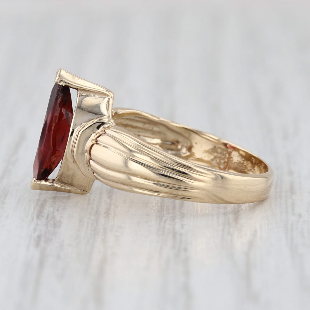 2ct Garnet Marquise Solitaire Ring 10k Yellow Gold Size 6.75