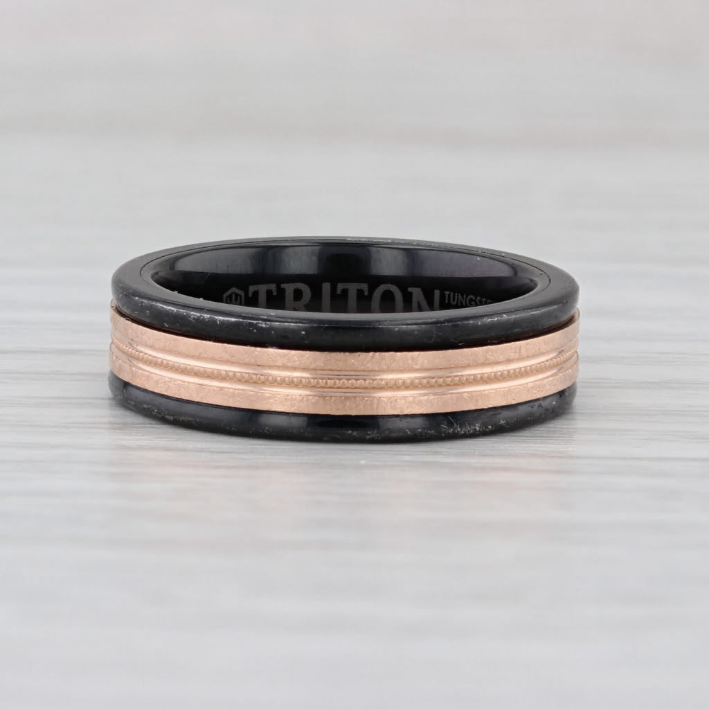 Triton Men's Wedding Band Tungsten Carbide 14k Rose Gold Size 7.5 Ring