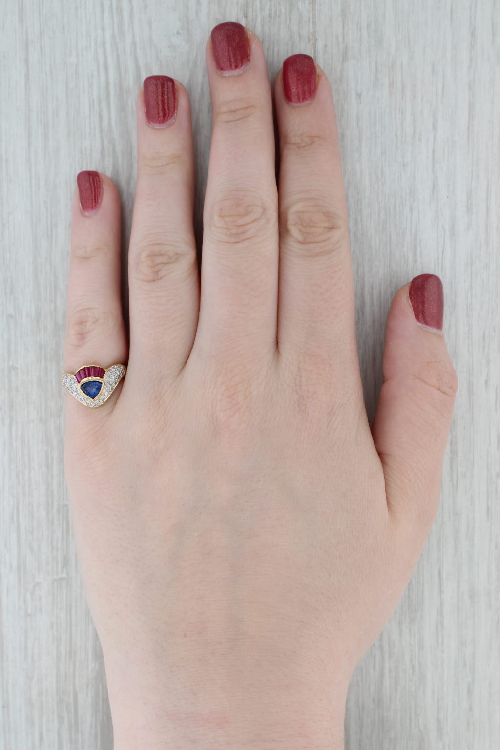 Gray 1.25ctw Ruby Sapphire Diamond Ring 18k Yellow Gold Size 6.5