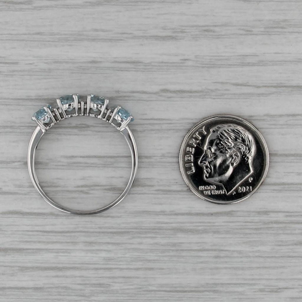 1.40ctw Aquamarine Diamond Ring 14k White Gold Size 9 Stackable