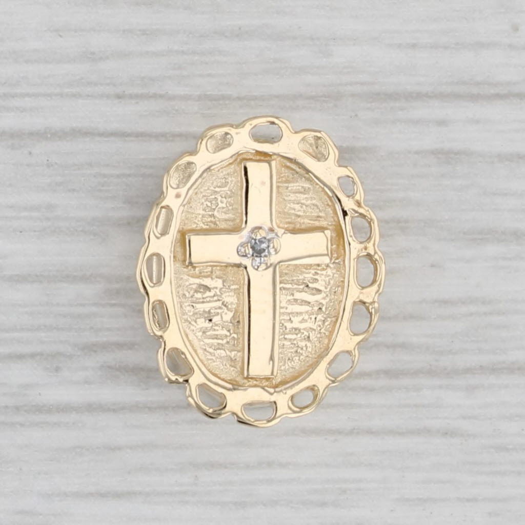 Gray Diamond Cross Slide Bracelet Charm 14k Yellow Gold Vintage Richard Klein