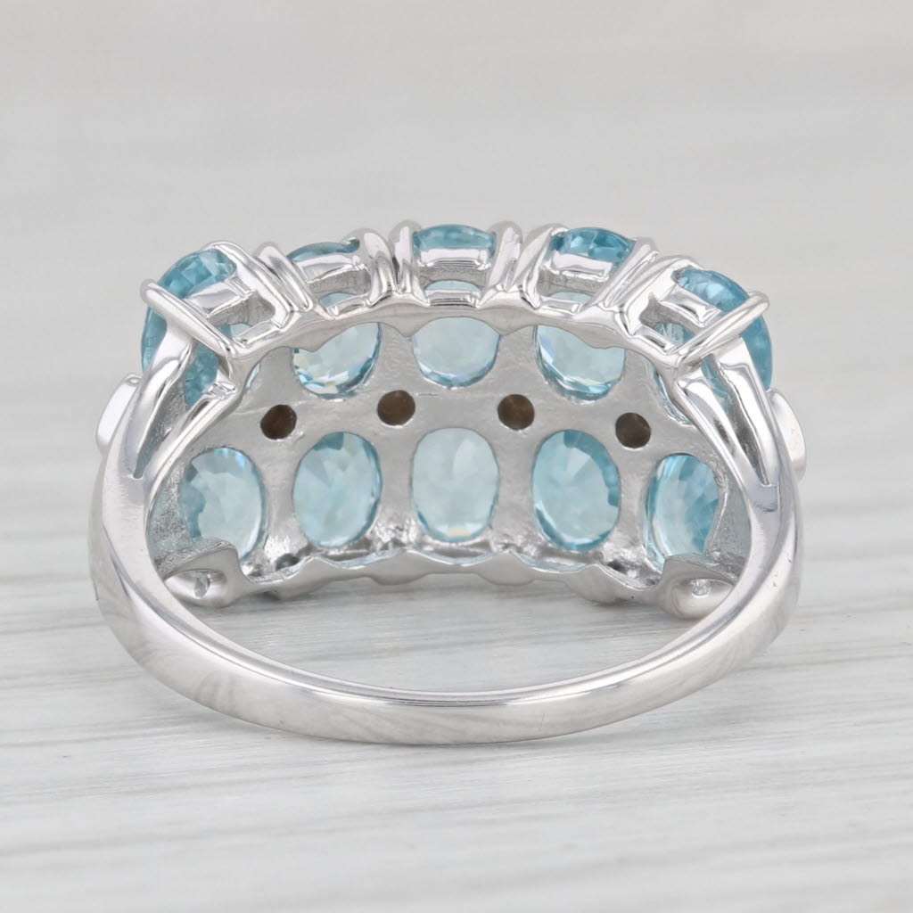 Light Gray 5.43ctw Blue Zircon Diamond Cluster Ring 10k White Gold Size 6