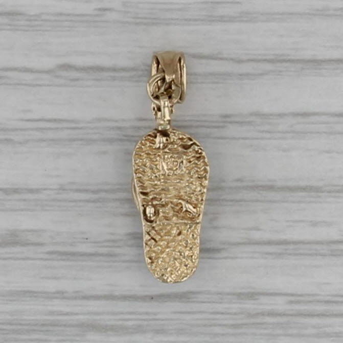 Blue Green Lab Created Opal Flip Flop Pendant 10k Yellow Gold Charm