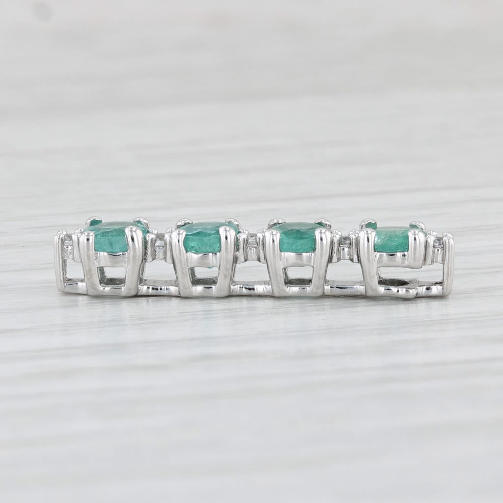 Light Gray 0.95ctw Emerald Cubic Zirconia Journey Pendant 9k White Gold Floating Drop