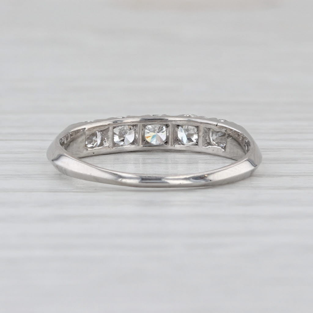 Vintage 0.60ctw Diamond Wedding Band 900 Platinum Size 7 Anniversary Ring