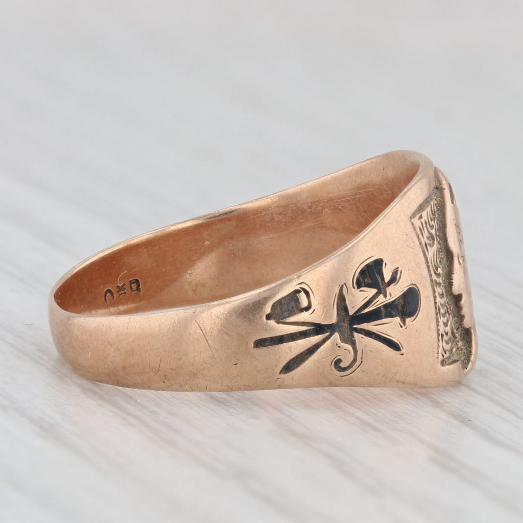 Light Gray Vintage TOTE Order of Red Men Ring 10k Rose Gold Size 11.25 Cigar Band Style