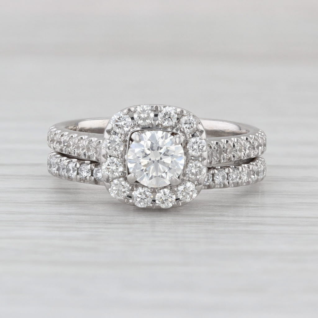 Neil Lane 1.45ctw Diamond Halo Engagement Ring Wedding Band Bridal Set 14k Gold