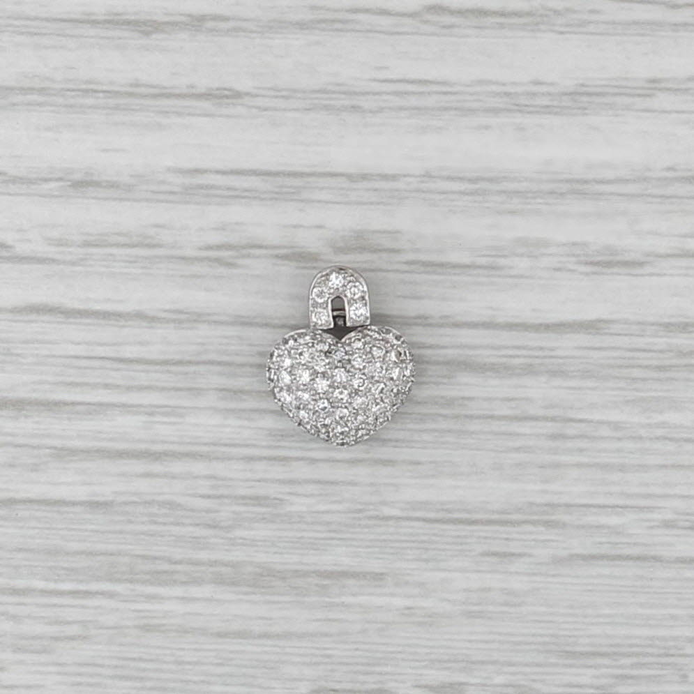 0.35ctw Diamond Puffy Heart Pendant 18k White Gold Small Drop