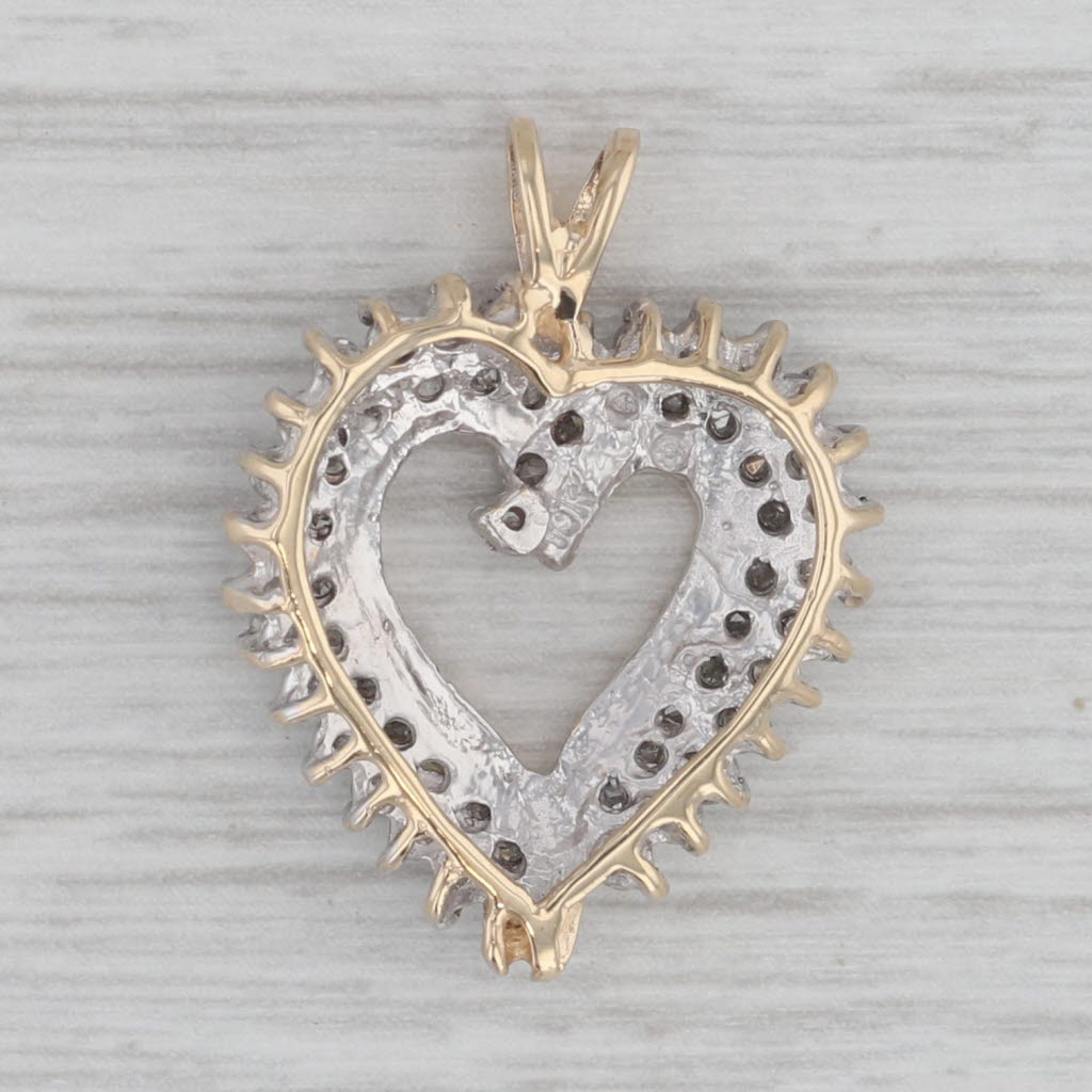 Gray 0.75ctw Diamond Open Heart Pendant 10k Yellow Gold