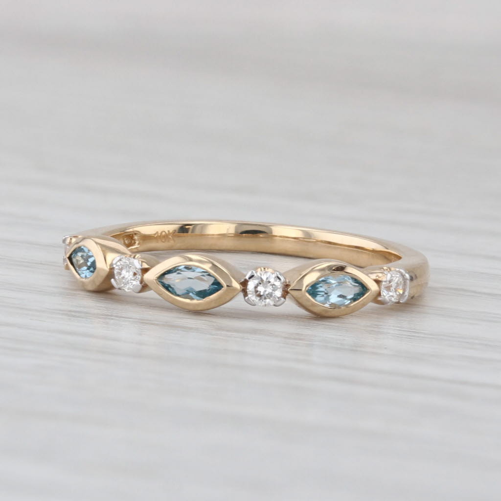 New 0.38ctw Topaz Diamond Ring 10k Gold Stackable Wedding Band Size 7