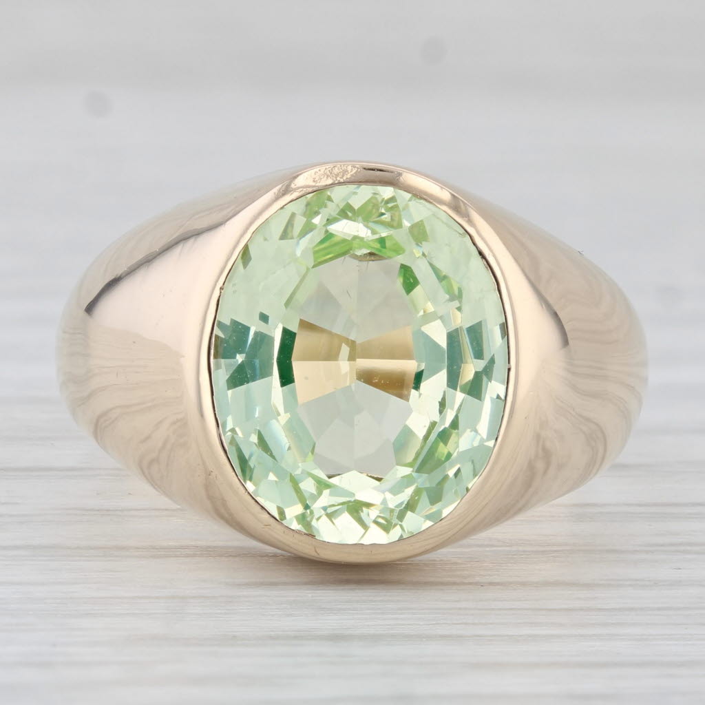 Light Gray 6.40ct Oval Lab Created Green Spinel Ring 10k Yellow Gold Size 10.5